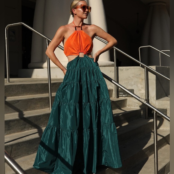 STAUD Dresses & Skirts - STAUD Dome two-tone cut-out taffeta maxi dress XS